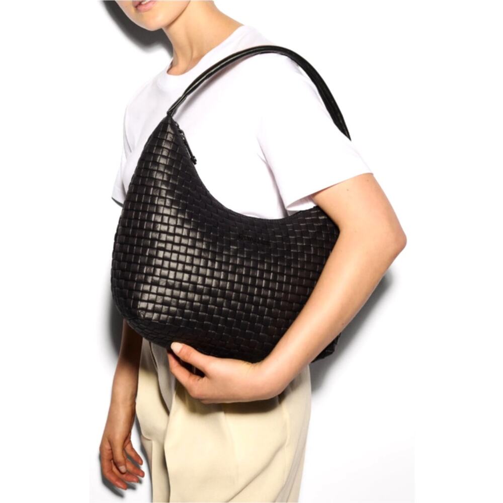 MZ Wallace Black Medium Woven Nylon Shoulder Bag